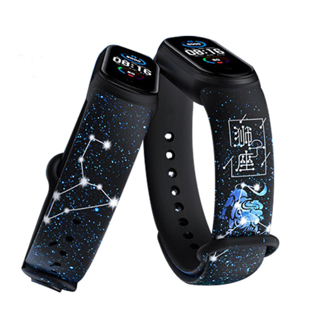 Starry Printed Strap for Xiaomi Mi Band 6 5 4 3 NFC Sport Wristband Silicone Bracelet Mi Watch Replacement Belt