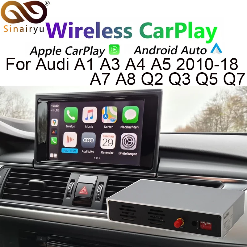 Sinairyu Mirror Wireless Android Auto Retrofit Apple Carplay Solution for AUDI MMI 2G 3G 4G A1 Q2 A3 Q3 A4 A5 Q5 A6 Q7 A8