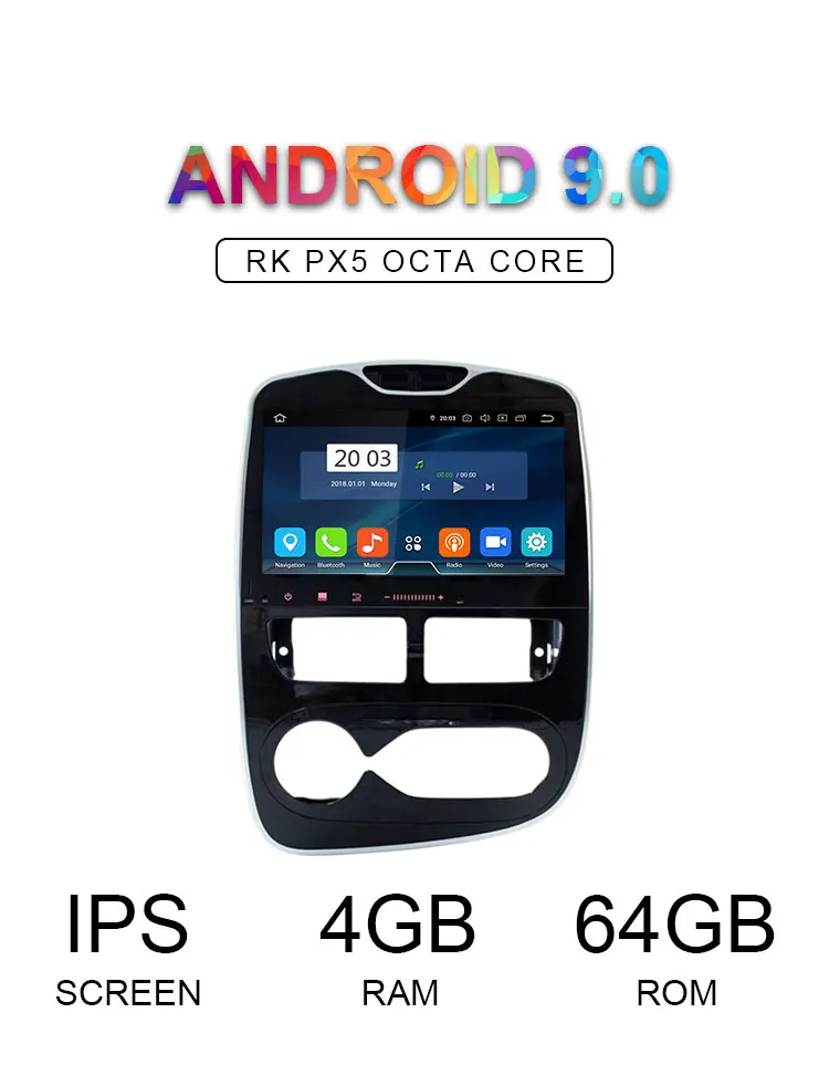 Excellent LJHANG 10.1" Android 9.0 Car Radio For Renault CLIO 2015 2016 2017 GPS WIFI 1 DIN Auto Stereo Multimedia Player 8 Core IPS USB 1