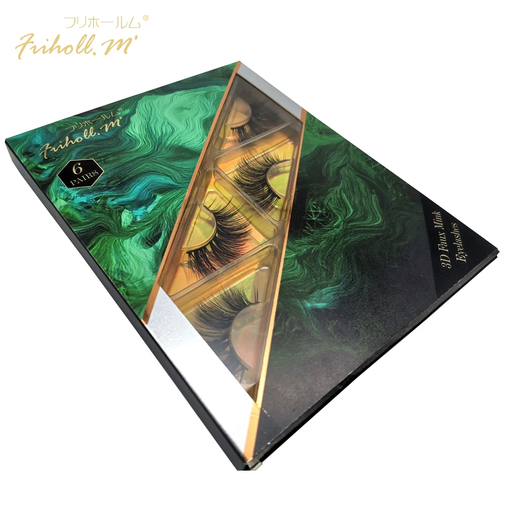 

Friholl.m Lashes 6 Pairs 8-25mm Faux mink Lashes Makeup Beauty 3D5D Synthetic Silk False Eyelashes Custom Package Private Label