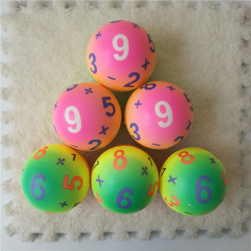 12pcs 6.3CM Anti Stress Relief Ball Colorful Numbers Math PU Foam Soft Squeeze Sponge Toys for Boys Kids