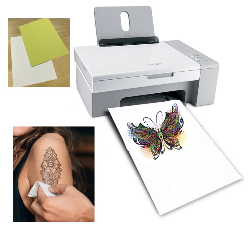 5 Blatt temporäres Tattoo-Papier A4 Größe 210 x 297 mm DIY Tattoo Papier Transferpapier für Tintenstrahldrucker 
