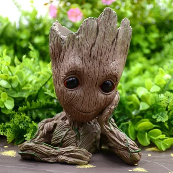 

Groot Pen Pot Tree Man Pens Holder or Flower Pot with Drainage Hole Perfect for Succulents Plants and Best Christmas Gift Idea