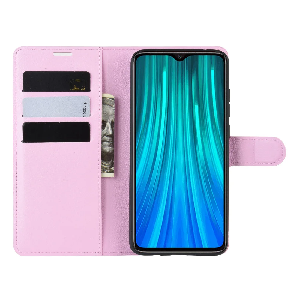 Чехол 6,53 дюйма для Xiao mi Red mi Note 8 Pro, Чехол-Кошелек, Чехол-книжка с отделением для карт, кожаный защитный чехол с Откидывающейся Крышкой, черный, красный mi Note8Pro - Цвет: Розовый