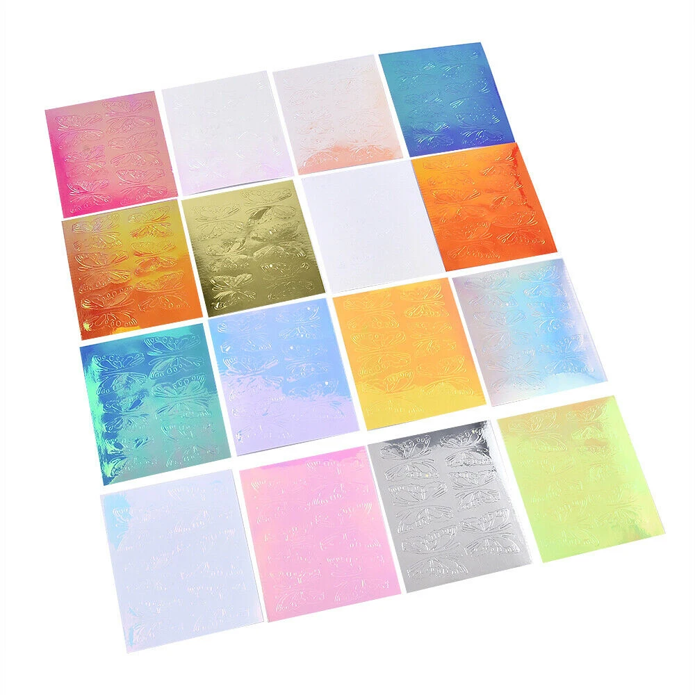 16Pcs/Set Butterfly Wings Holographic 3D DIY Nail Art Stickers Decal Decoration Beauty Sticker Manicure Tools | Красота и здоровье