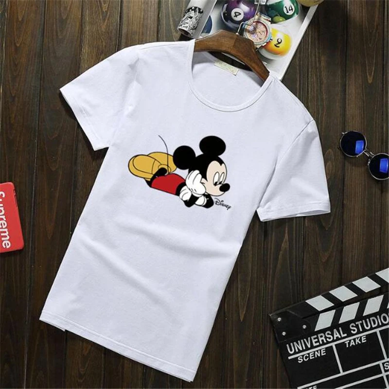 Mickey Mouse Print T-shirt Disney Cartoon Summer Short Sleeve O-neck T shirt Harajuku Men Tee Tops Fashion Casual Male Clothing