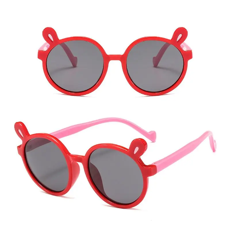 Детские поляризованные солнцезащитные очки с милыми заячьими ушками для мальчиков и девочек, силиконовые защитные очки R9CF