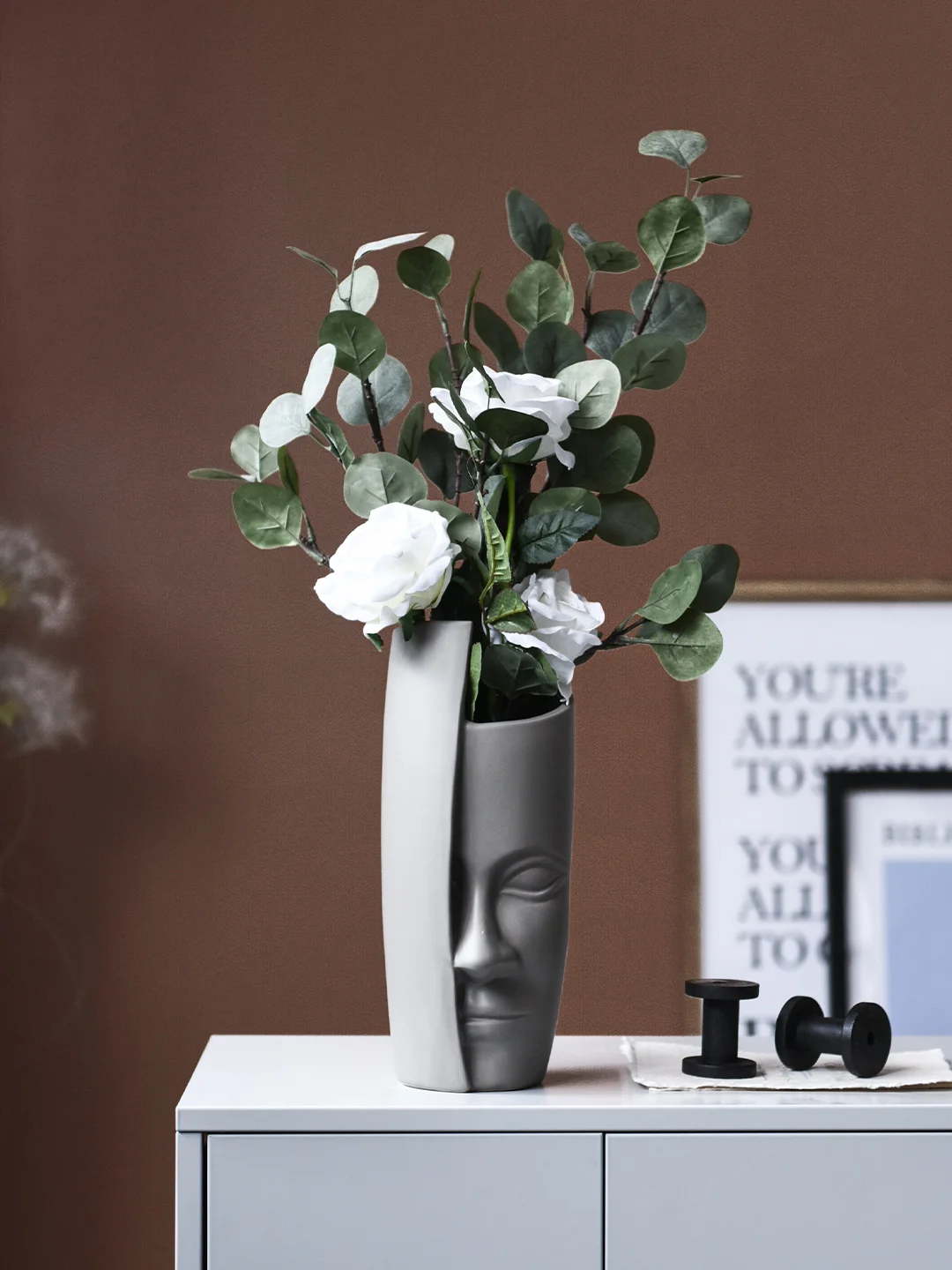 Flower Arrangements Vintage Face Art Flower Vase Nordic Style Tabletop Decor New 