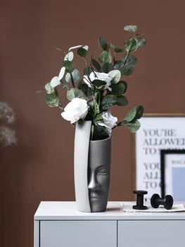 

Nordic Face Art Vase Ceramic Flower Arrangement Vase Vintage Artificial Flower Vases Table Vase Tabletop Vase Large Nordic Style