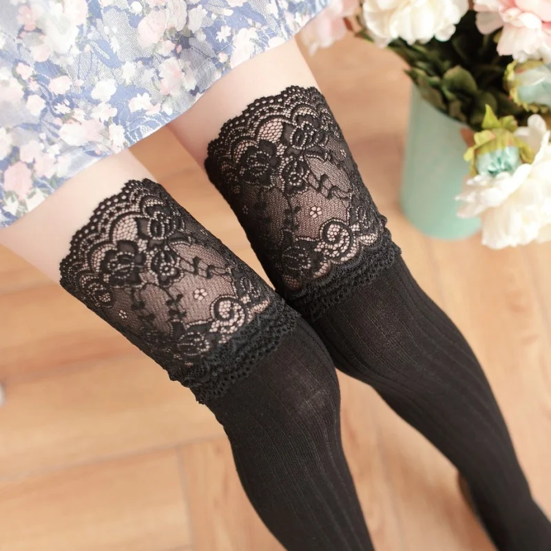 

Warm Winter Socks Women's Thigh High Knee Compression Stockings For Girls Long Leg Warmers Lace Harajuku Slouch Thermal 7/8 Red