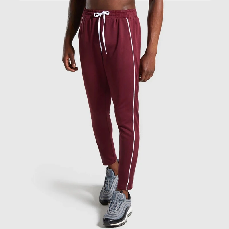 red Solid color MENGDGOS Брендовые мужские повседневные брюки с принтом Стерео логотип уличная мода брюки для бега повседневная мужская одежда - Цвет: red Solid color