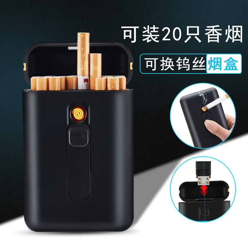 PC пластик полный пакет 20 обычных сигарет чехол/коробка с зажигалкой USB