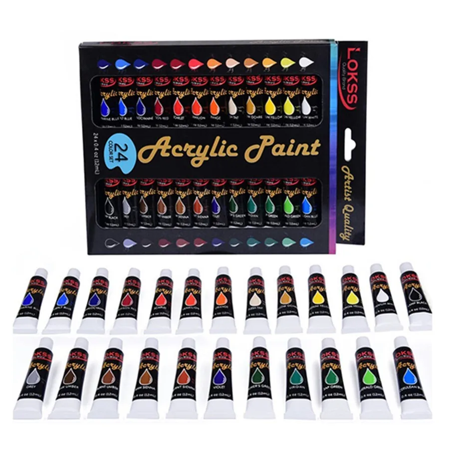 Acrylic Paint Set 24 Colours 12ml, Non Toxic Non Fading, Rich Pigment for  Kids, Adults, Beginner & Professional Artists - AliExpress
