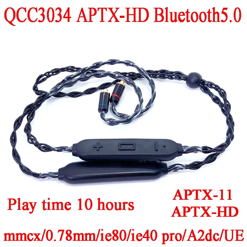 Ручной работы QCC3034 Bluetooth 5,0 кабель обновления для mmcx 0,78 мм 2pin SE215 SE535 IE80 A2DC QDC кабель Поддержка aptx HD AAC