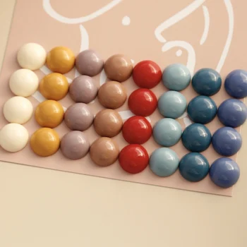 

High Grade Sense Gray Tone Multi-color Resin Semi-Pill Earrings Ear Stud Patch DIY Ornament Accessories Material