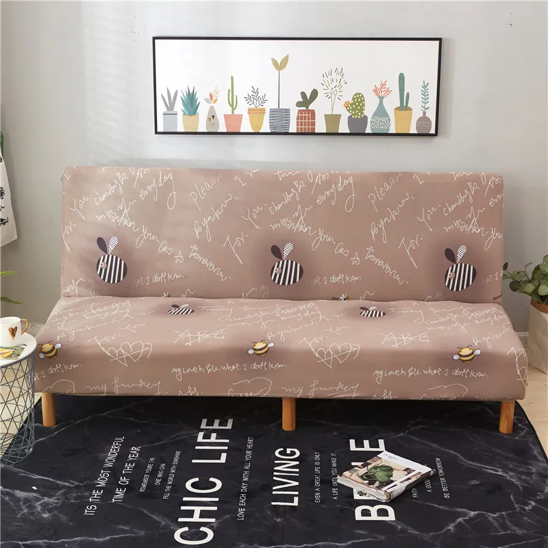

Brown Cartoon Sofa All-inclusive Folding Soft Sofa Bed Cover No Armrest Slip-resistant Couch Cover Stretch Slipcover Sofa Cover