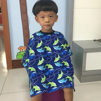 

Children Cartoon Hairdressing Waterproof Cloth Kids Hair Cutting Dyeing Barber Apron Wraps Cloth Homeuse Salon Styling Tool