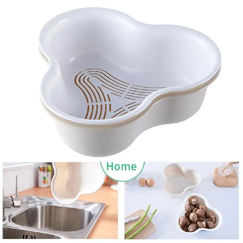 

Vegetable Drainer Double-Layer Basket Versatile Use Hot Pot Platter Fruit Plate Drain Basin Drain Kitchen Storage Tools