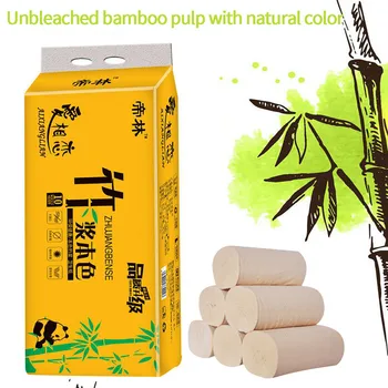 

10 rolls Easy Dissolution Soft Office School No Irritation 4 Layers Thickened Embossing Toilet Paper Bamboo Pulp Coreless