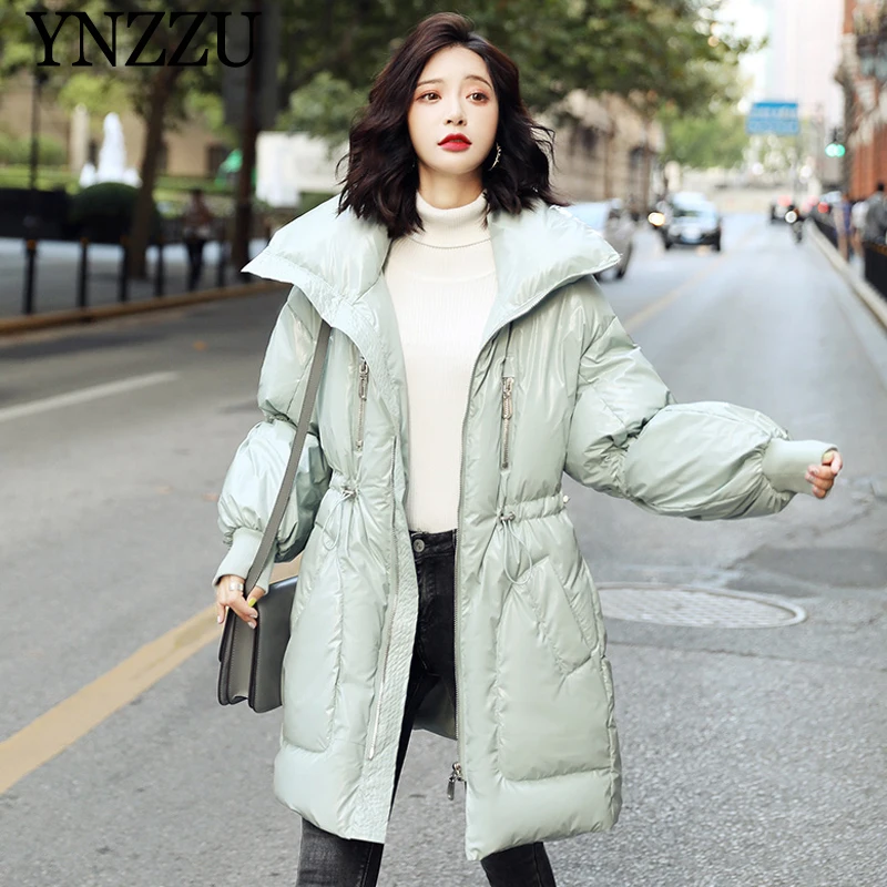 

Vintage Women Winter Down jacket 2019 Newest High quality waterproof Windproof Outwear Bright Thick warm Coat Chic YNZZU 9O104