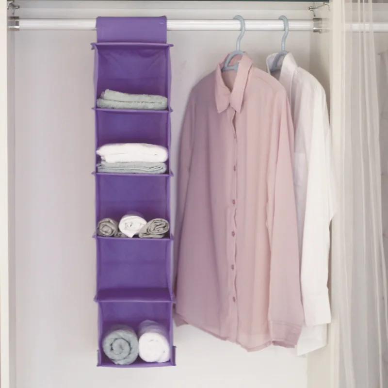 Natural detox dang la casa Nonwoven Fabric 5-Tier Hanging Storage Bag Wardrobe Hanging Storage Bag Foldable Hanging Storage Bag