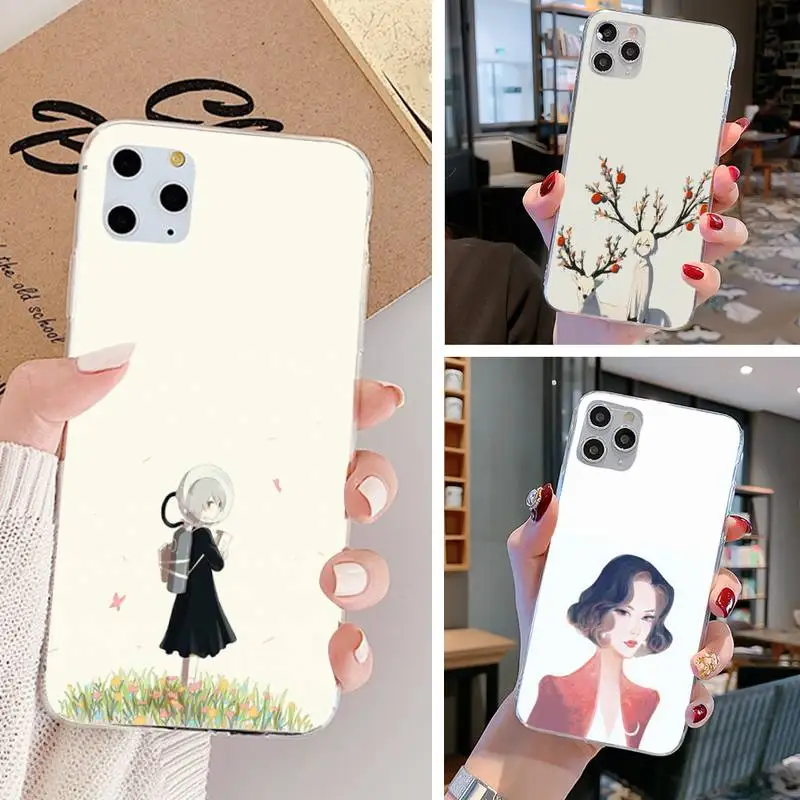 Motirunner Manga Girl черный мягкий чехол для телефона из ТПУ Iphone7 8 Plus SE2020 X XS MAX2 11PRO IX2 11PROMAX