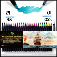 Акварельные Маркеры Ручка Fineliner раскраска наброски каллиграфия Рисование школьные принадлежности художественная надпись маркер фломастеры