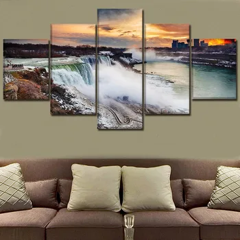 

Diy Diamond Painting 5Pieces Landscape Niagara waterfall Mosaic Rhinestone Full Square round Diamond Embroidery ChristmasZP-3205