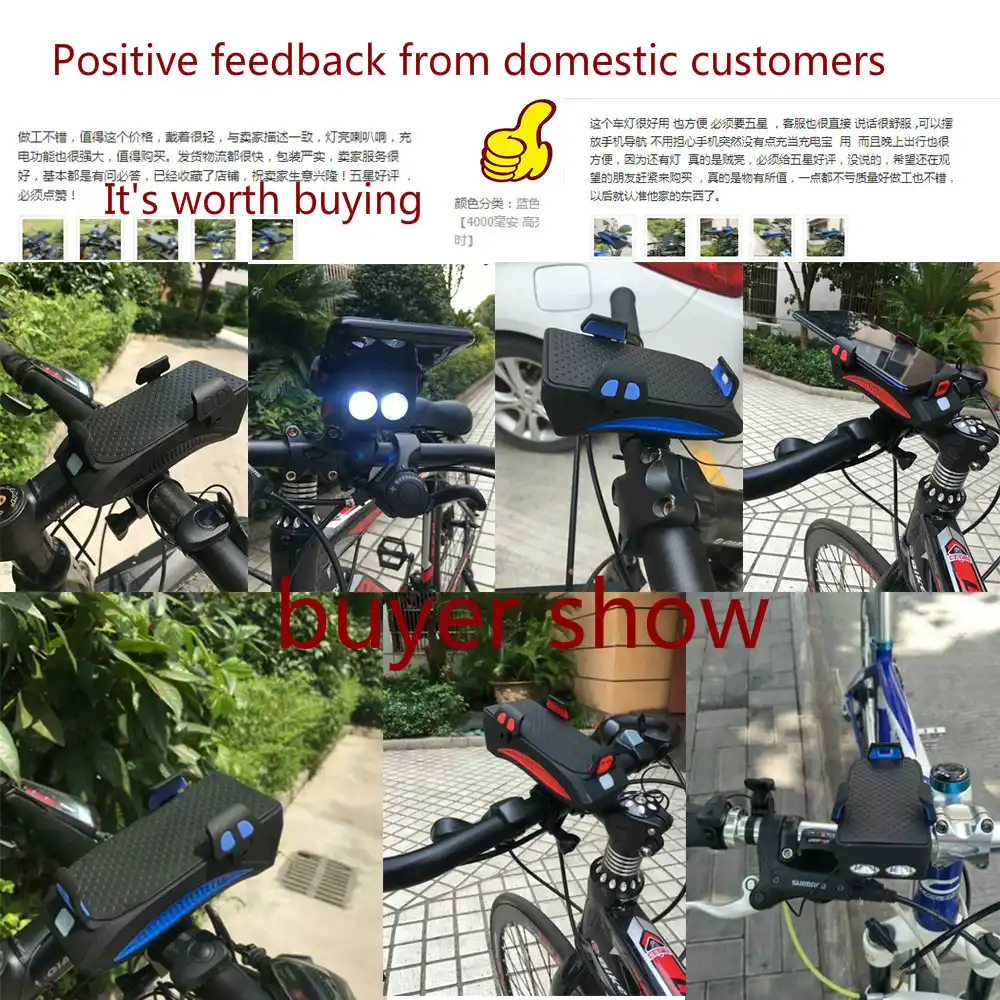 Multi-functional Bicycle Handlebar Phone Holder Head Light Power Bank Bike Bell