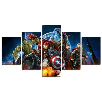 

Discount coupons 5 Piece Miracle Avenger ultron super hero canvas painting home decor Canvas art wall poster (No Frame) 1681001
