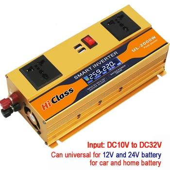 

Sine wave Power inverter 2000W input DC12V 24V (Universal 10V to 32V) output AC 240V 220V 110V 2000W