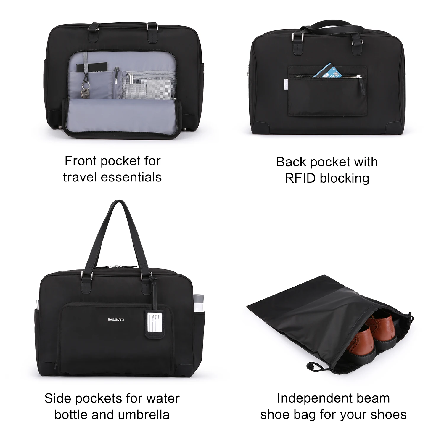 ECOSUSI Нейлоновые женские сумки, женские сумки на плечо для путешествий, деловая сумка-тоут для путешествий, Большая вместительная брендовая сумка для ноутбука, аксессуары для путешествий