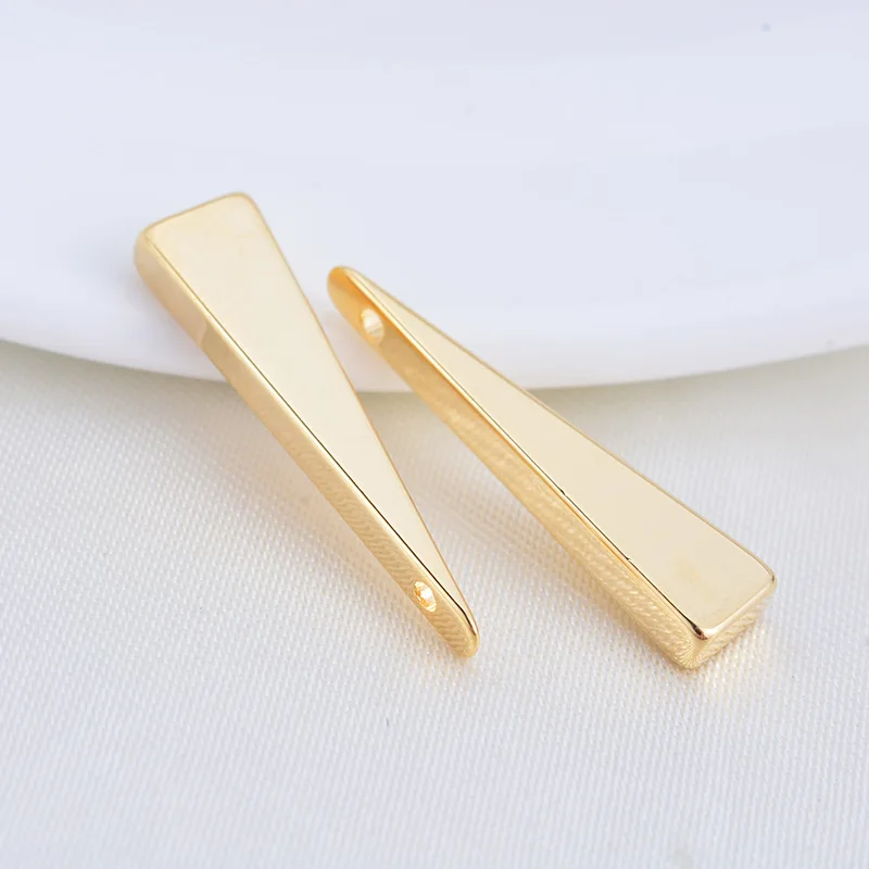 

10PCS 5x22MM 24K Champagne Gold Color Plated Brass Triangle Charms Pendants High Quality Diy Jewelry Accessories