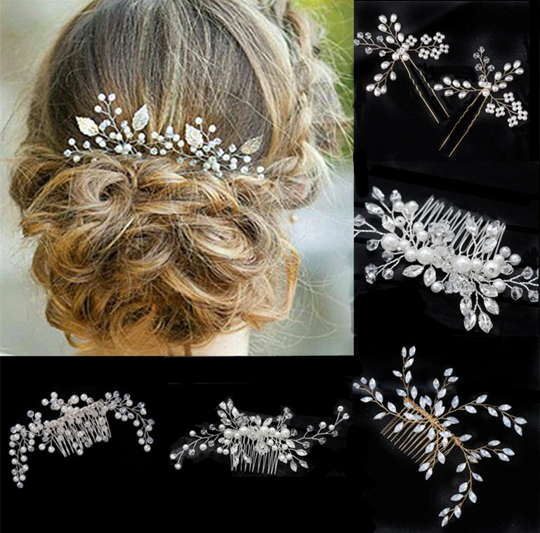 Womens Pearl Rhinestone Wedding Bridal Headband Hair Clip Comb Band Decor