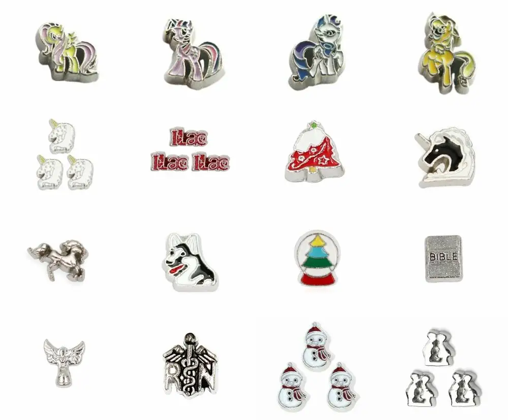 10 шт. Единорог собака черепаха Floating Charms подходит для стекла памяти сила живых