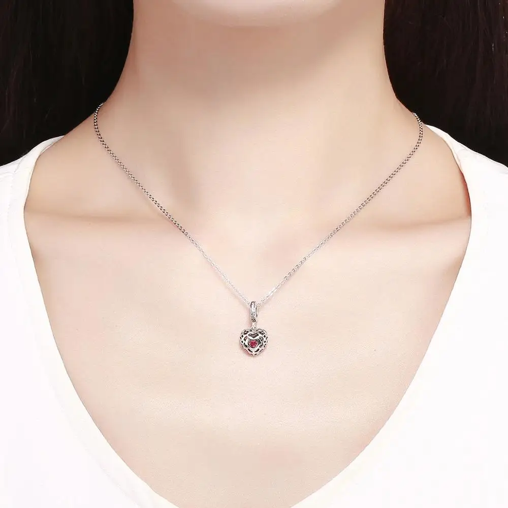 Womak fit браслет Pandora Шарм счастье в форме сердца ожерелье кулон 925 ювелирные изделия из бисера DIY