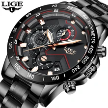 LIGE новые мужские спортивные часы Топ бренд класса люкс бизнес часы из нержавеющей стали мужские модные водонепроницаемые наручные часы Relogio Masculino