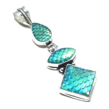 

Genuine Rainbow Fish Titanium Pendant Silver Overlay over Copper , Hand made Women Jewelry gift