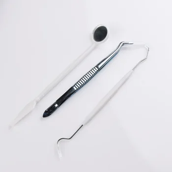 

Hot Sale 3Pcs Stainless Steel Dental Instrument Probe Set Dentist Dental Mouth Mirror And Sickle Scaler Hygiene Cleaning Kit