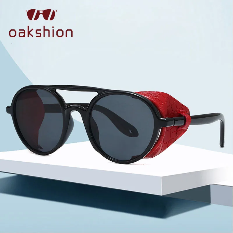 Модные ретро круглые стимпанк Солнцезащитные очки для женщин и мужчин, Кожаные Защитные мужские солнцезащитные очки, ветрозащитные очки