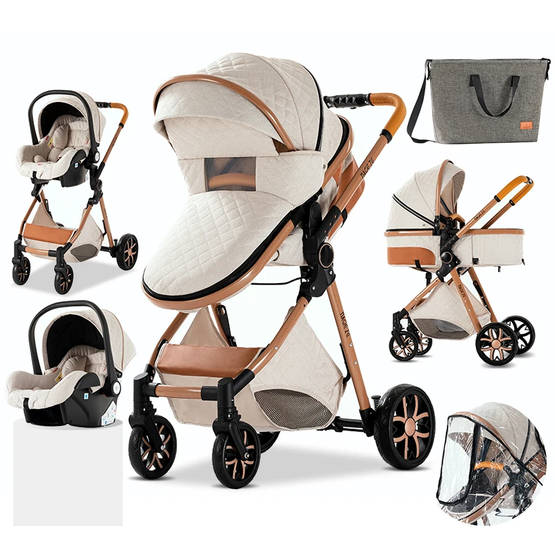 Luxury Baby carriage 3 in 1 stroller BABI PRAM IN Portable travel pram High landscape baby |