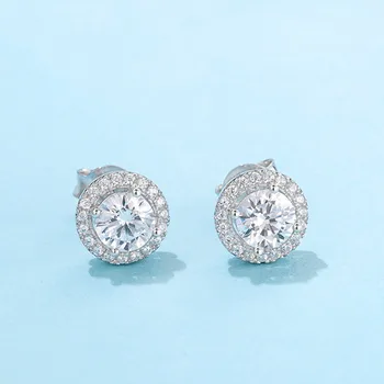 

925 Silver 0.5 Carat D Color Round Moissanite Earrings Brilliant Cut VVS1 5mm Moissanite Stud Earrings Classic Diamond Jewelry