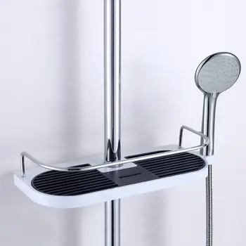 

Shower Storage Rack Holder Practical Bathroom Pole Organizer Shelves Shampoo Tray Single Tier Shower Head Holder