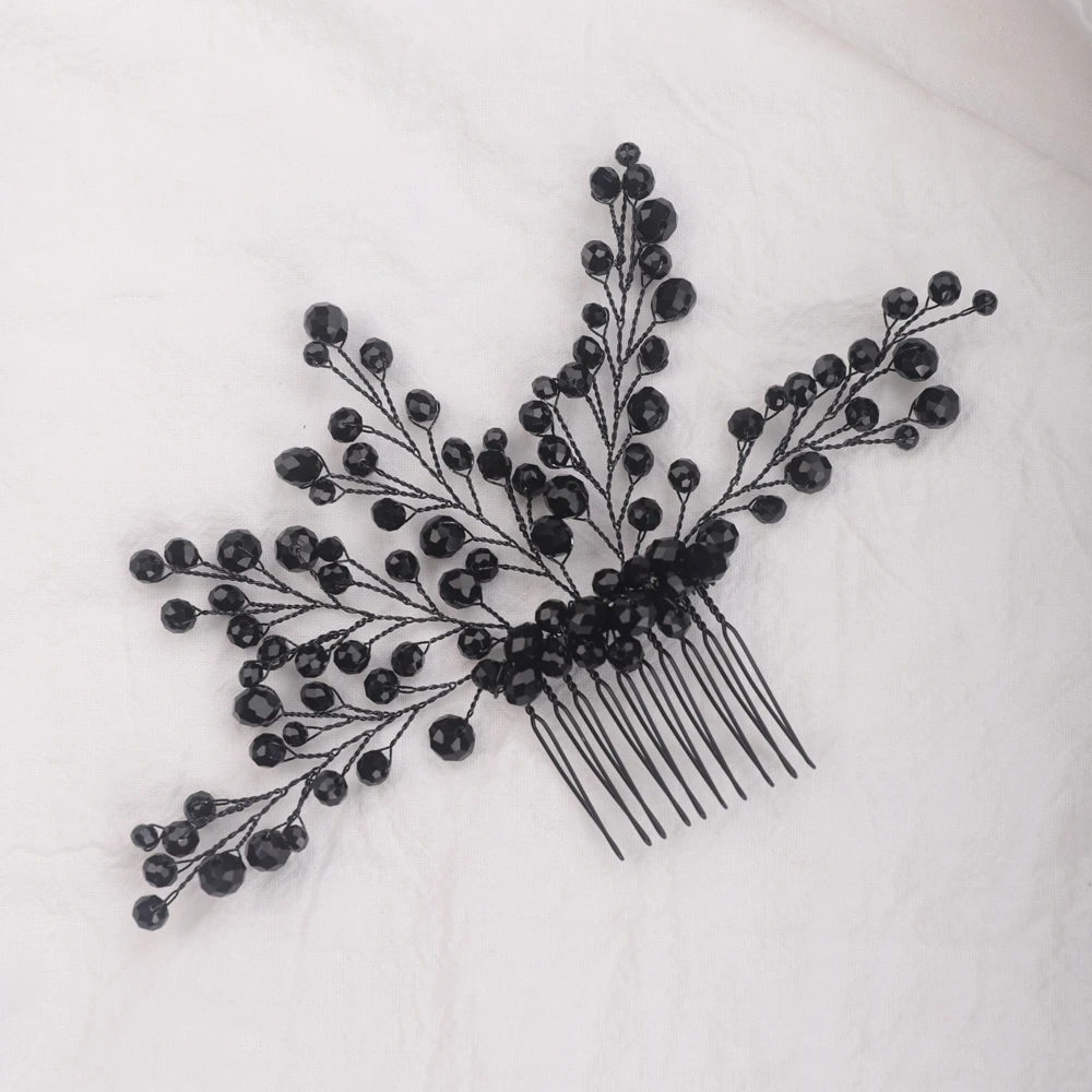 Bridal Black Blue Green Red Crystals Hair Comb Bridal Headpiece Wedding Party Prom Headpiece for Women and Girls