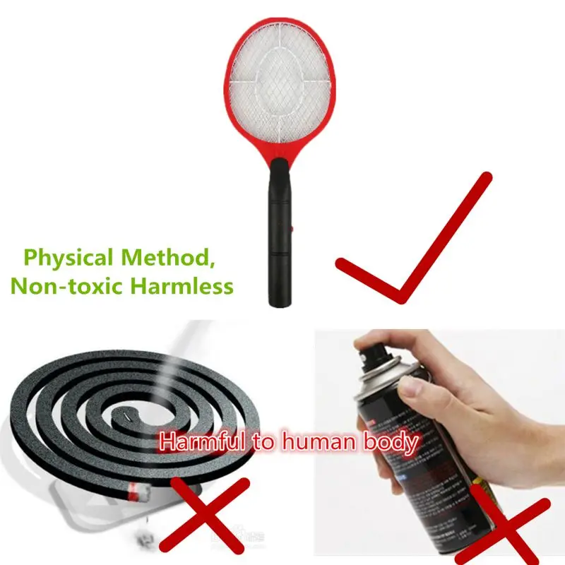 Electric Fly Swatter Handheld Electronic Swat Bug Mosquito Insect Wasp Zapper Killer