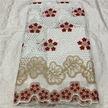 

5 yard Swiss lace fabric 2020 latest heavy beaded embroidery African cotton fabrics Swiss voile lace popular Dubai style 4L09102