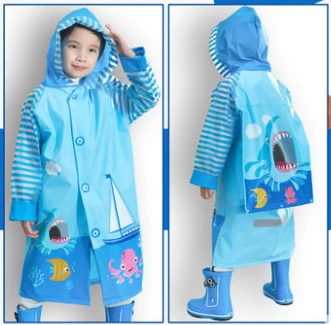 

Long Kids Raincoat Blue Pink Cartoon Boys Children Waterproof Jacket Girls Clothes Baby Impremiable Rainwear Rain Gear 60YY236