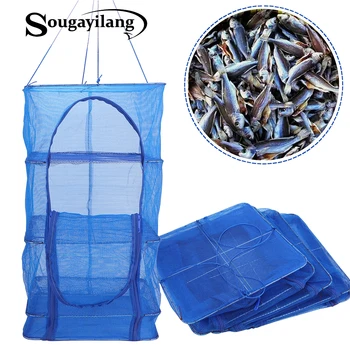 

Sougayilang 3 Layer Universal Fish Net Drying Rack Folding Hanging Prawn Crab Dryer Hanger Convenient Zipper Clean Fishing Tool