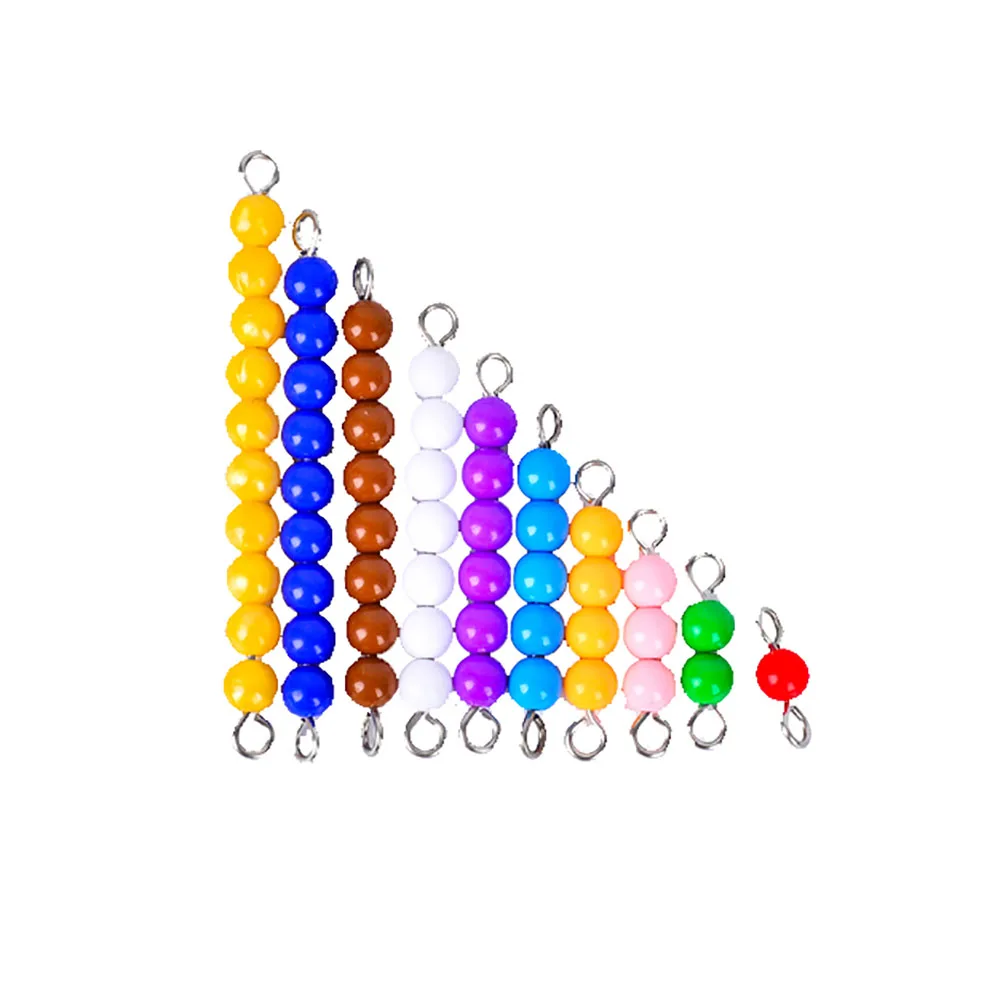 Montessori Colored Beads Chains Math Teaching Material Children\'s Arithmetic Beaded Stick 1-10 Numeral Cognition Toy