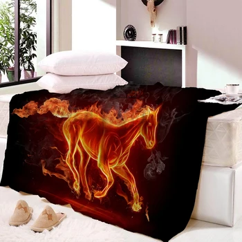 

Fire Horses 3D Print Sherpa Blanket Couch Quilt Cover Travel Child Bedding Outlet Velvet Plush Throw Fleece Blanket